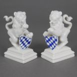 Figurenpaar "Bayerische Wappenlöwen" - Nymphenburg, Modellnr. 705a und 705b, Entwurf: E. A. Rauch (