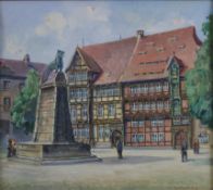 Unbekannte/r Künstler/in - Alt-Braunschweig: Burg mit Handwerkskammer, Aquarell/Gouache auf chamois