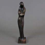 Abstrakte Figur "Madonna mit Kind" - 20./21. Jh., Kupferbronze, braun patiniert, stilisierte Darste