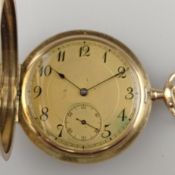 Savonnette-Herrentaschenuhr - Gelbgold 585/000, Punzen u.a. Schweizer Goldpunze (Eichhörnchen) und