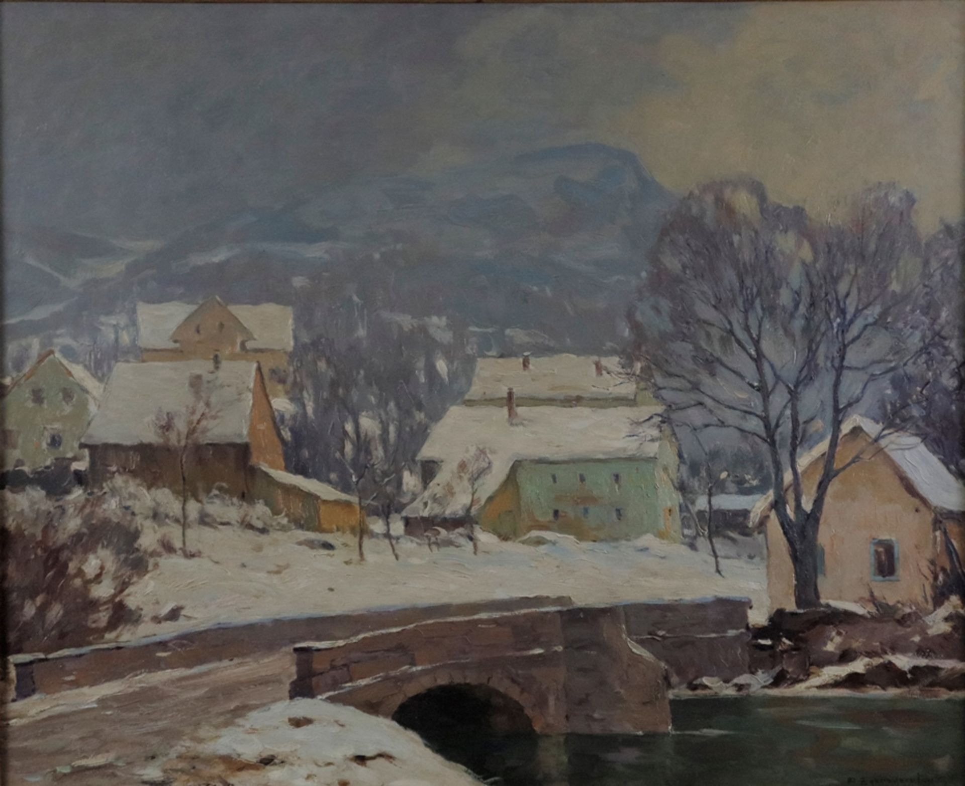 Egersdörfer, Andreas (1866 Nürnberg - 1932 Frankfurt am Main) - Blick auf ein verschneites fränkisc