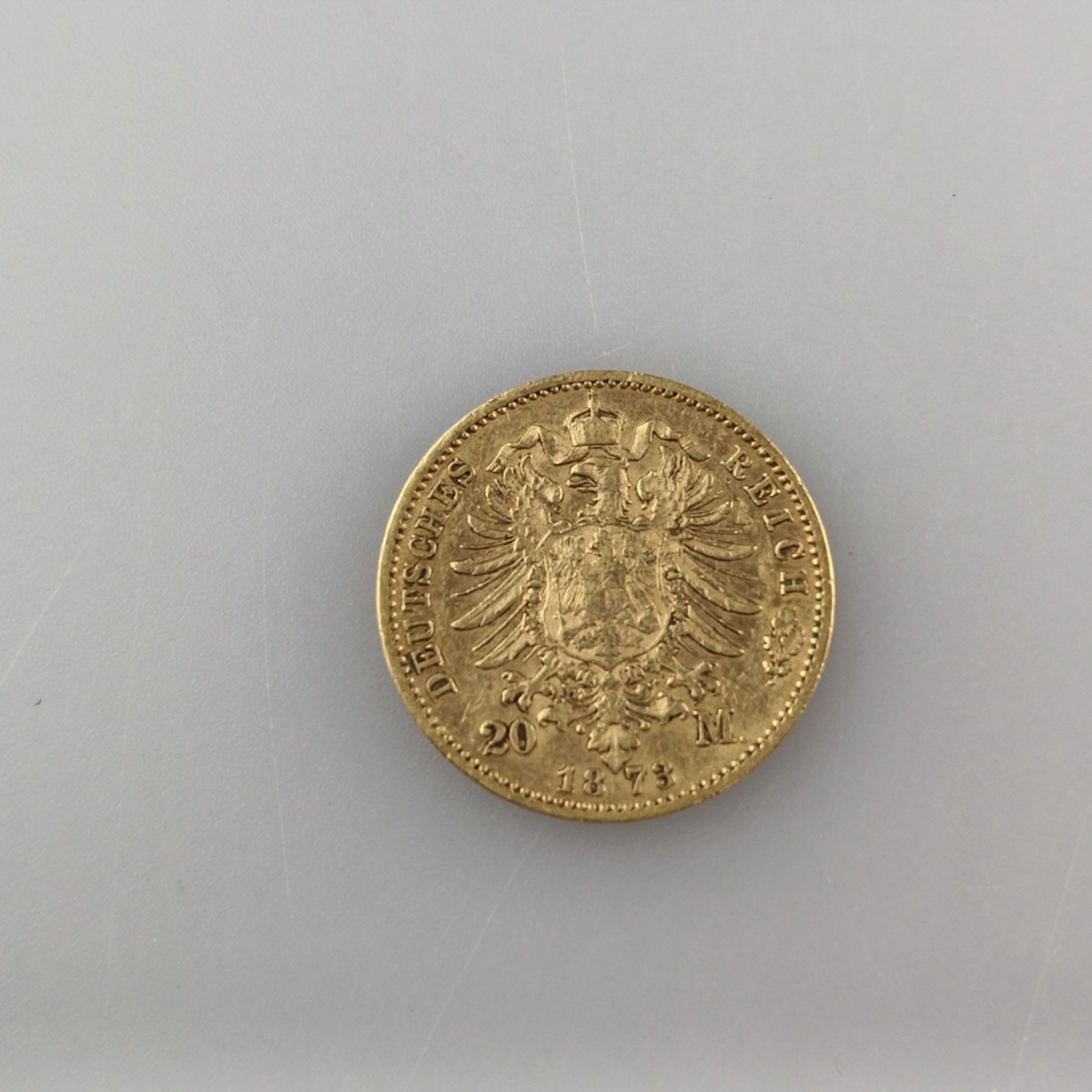 Goldmünze 20 Mark 1873 - Deutsches Kaiserreich, Wilhelm II Deutscher Kaiser König v. Preußen, 900/0 - Image 2 of 3