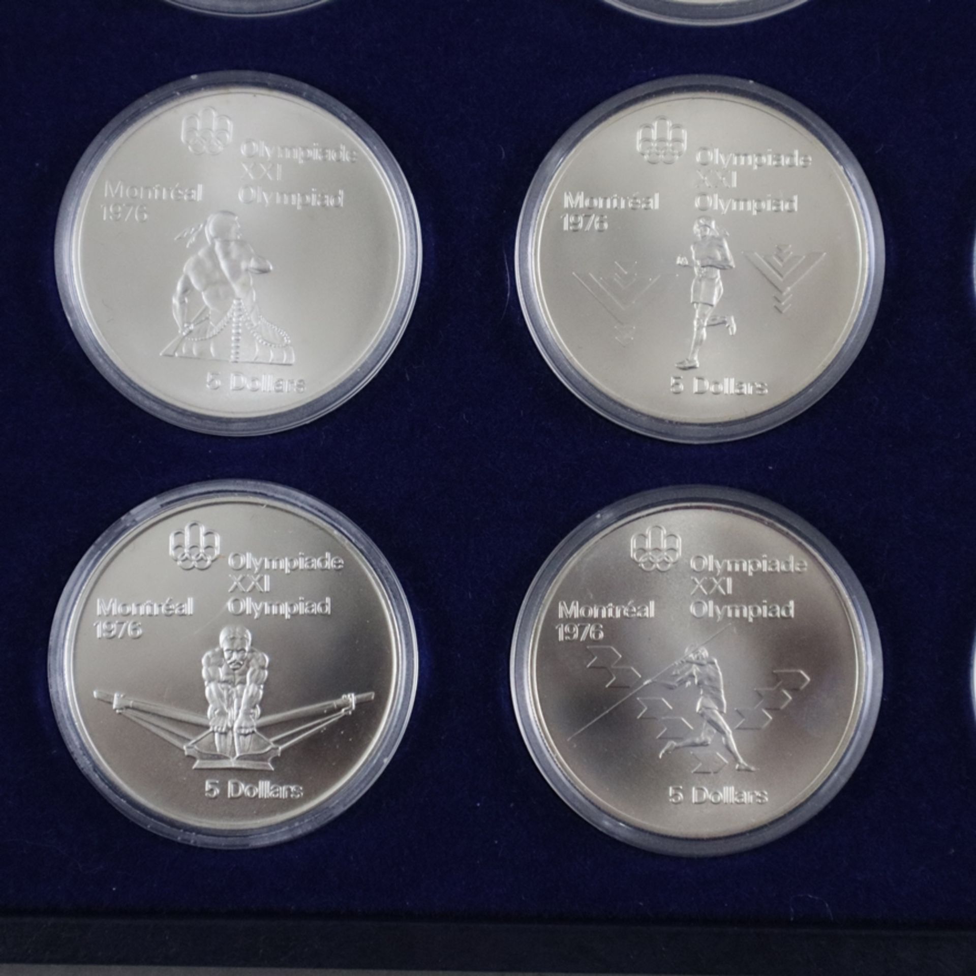 Olympia-Münzenset - 925/000 Silber, Olympische Spiele 1976 in Montreal, Kanada, komplette Serie von - Image 4 of 7
