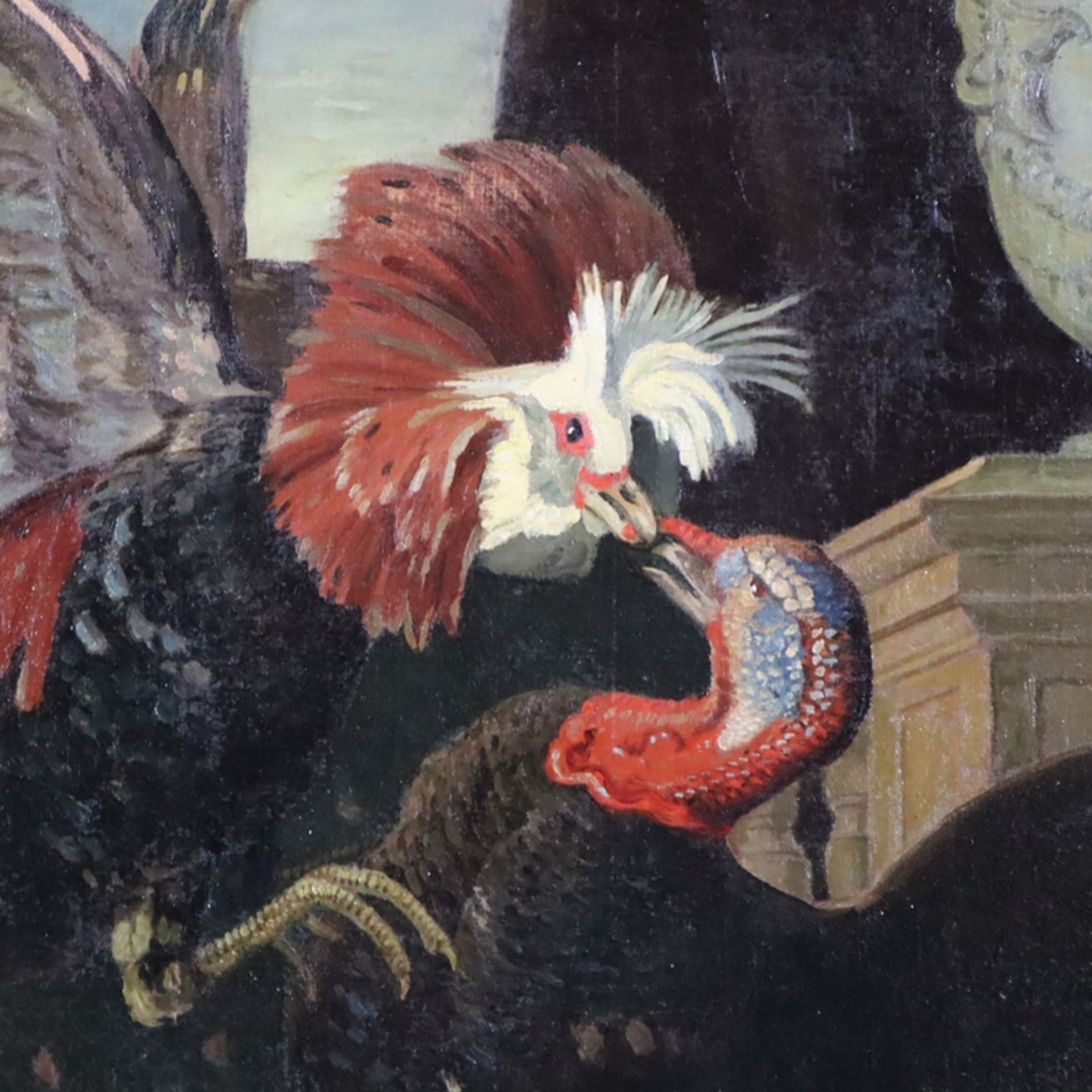 Unbekannte/r Künstler/in -um 1900- Kampf zwischen Hahn und Truthahn, nach dem gleichnamigen Gemälde - Bild 4 aus 13