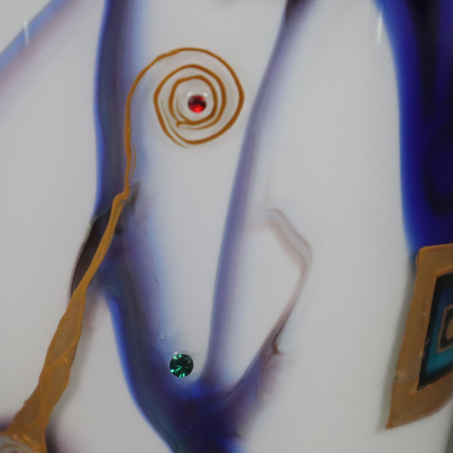 Glasvase mit Klimt-Motiven - nach unten konisch zulaufende Schultervase mit leicht ausgestellter Mü - Bild 6 aus 13