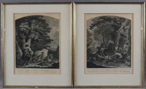 Ridinger, Joh. Elias (1698 Ulm -1767 Augsburg) - Ein Paar Kupferstiche mit Tierdarstellungen, Jagds