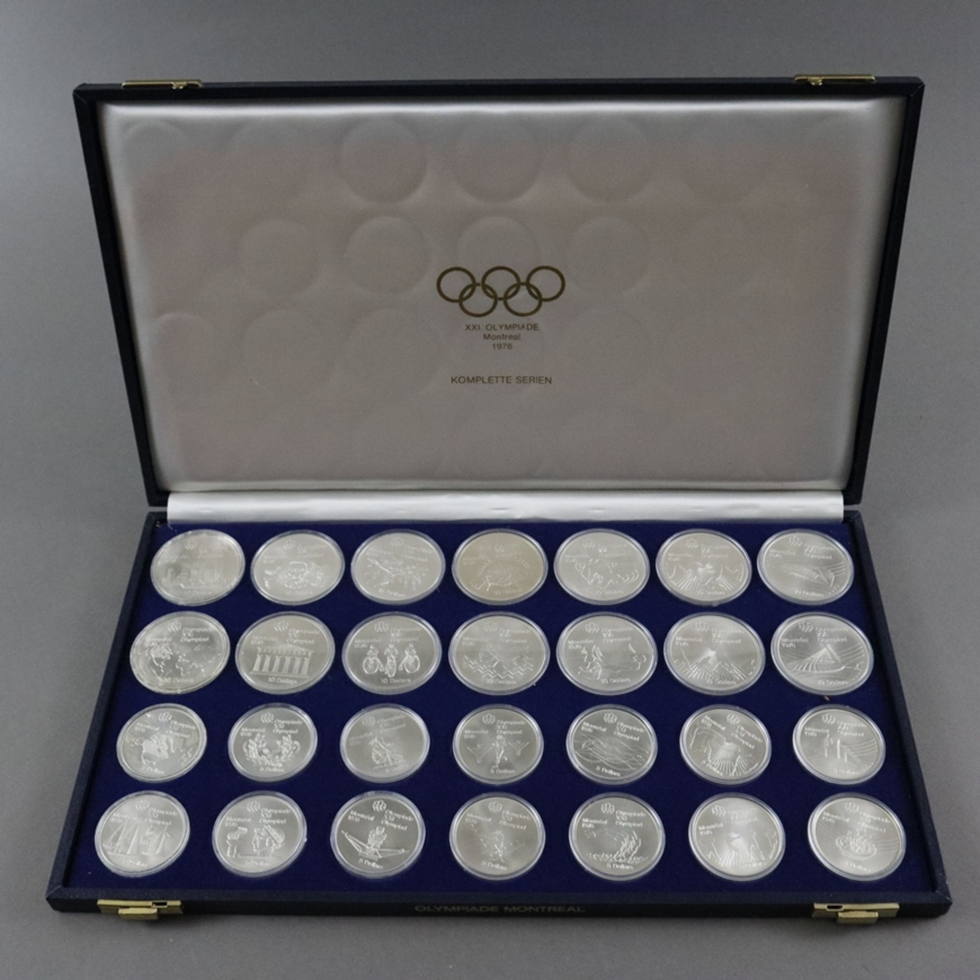 Olympia-Münzenset - 925/000 Silber, Olympische Spiele 1976 in Montreal, Kanada, komplette Serie von