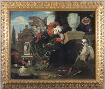 Unbekannte/r Künstler/in -um 1900- Kampf zwischen Hahn und Truthahn, nach dem gleichnamigen Gemälde