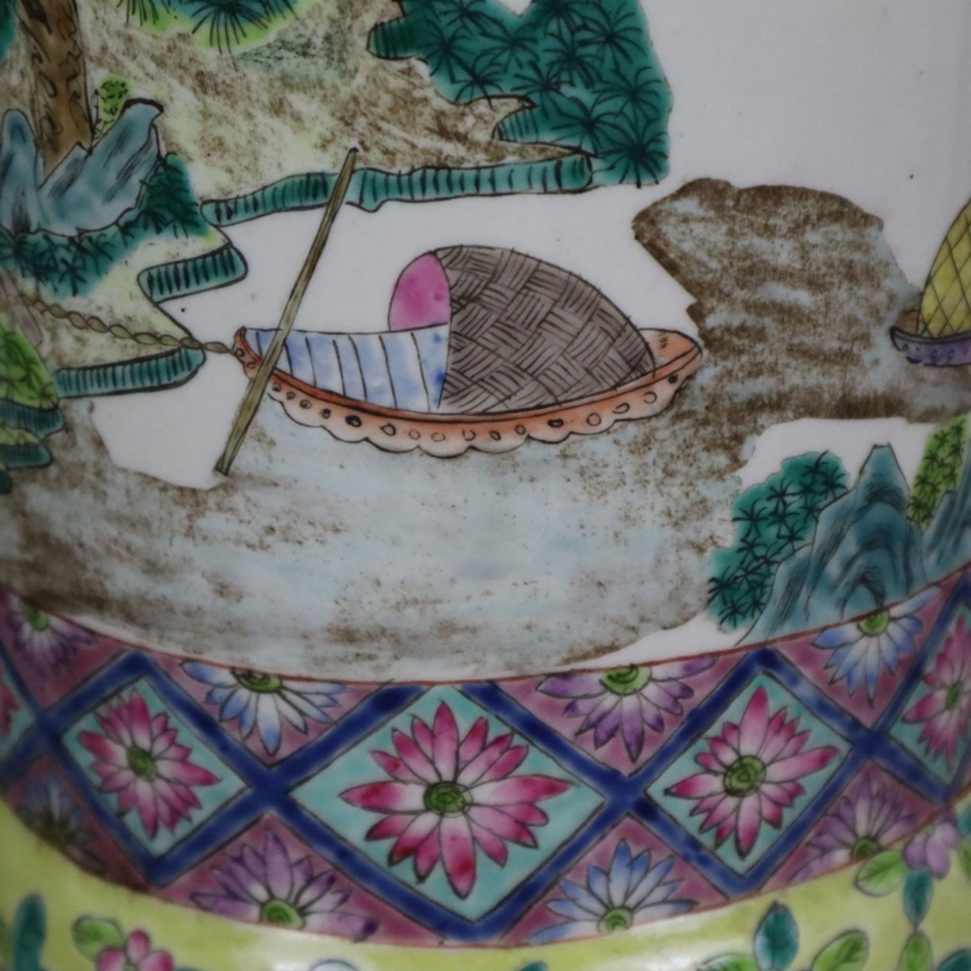 Große Gu-förmige Vase - Porzellan, Trompetenvase mit abgesetzter manschettenartiger Mittelzone und - Image 12 of 15