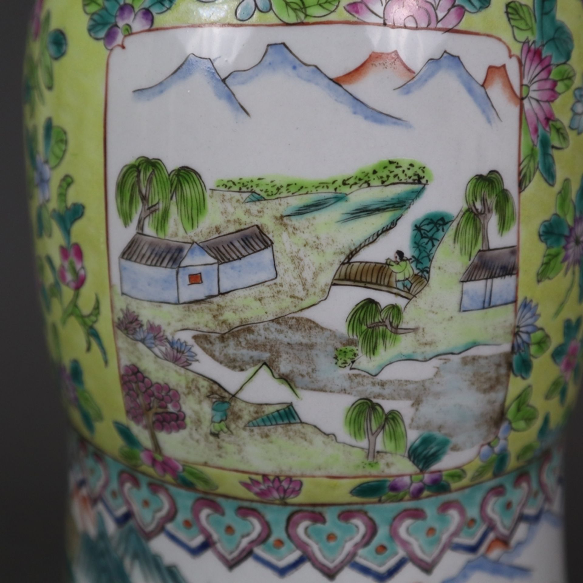 Große Gu-förmige Vase - Porzellan, Trompetenvase mit abgesetzter manschettenartiger Mittelzone und - Image 10 of 15