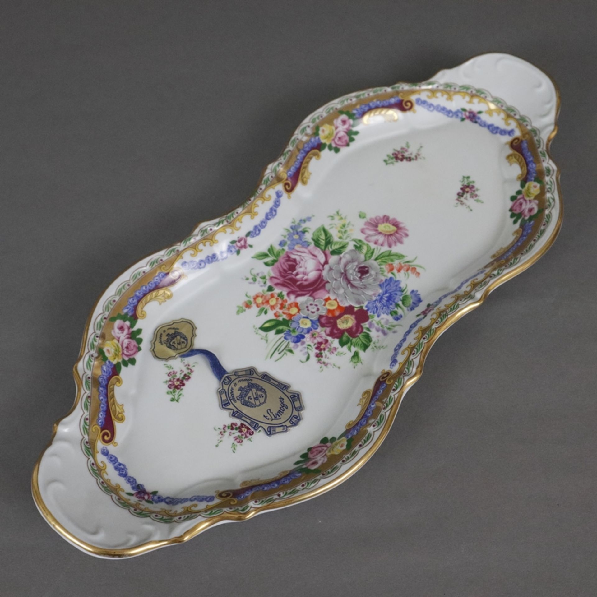 Fünf Porzellanteile Limoges - Frankreich, 2. Hälfte 20. Jh., Porzellan, polychromer Blumendekor mit - Image 5 of 7