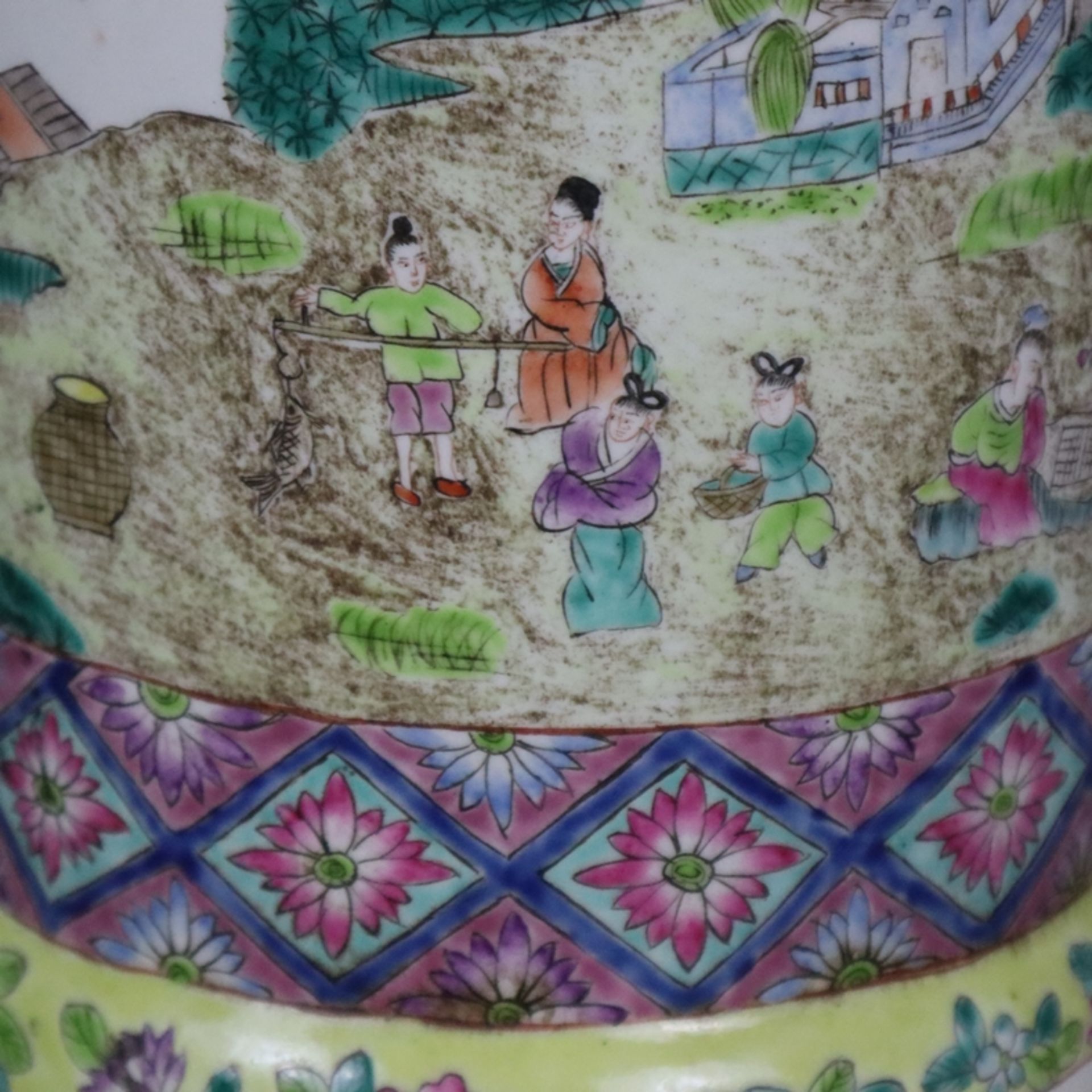Große Gu-förmige Vase - Porzellan, Trompetenvase mit abgesetzter manschettenartiger Mittelzone und - Image 8 of 15