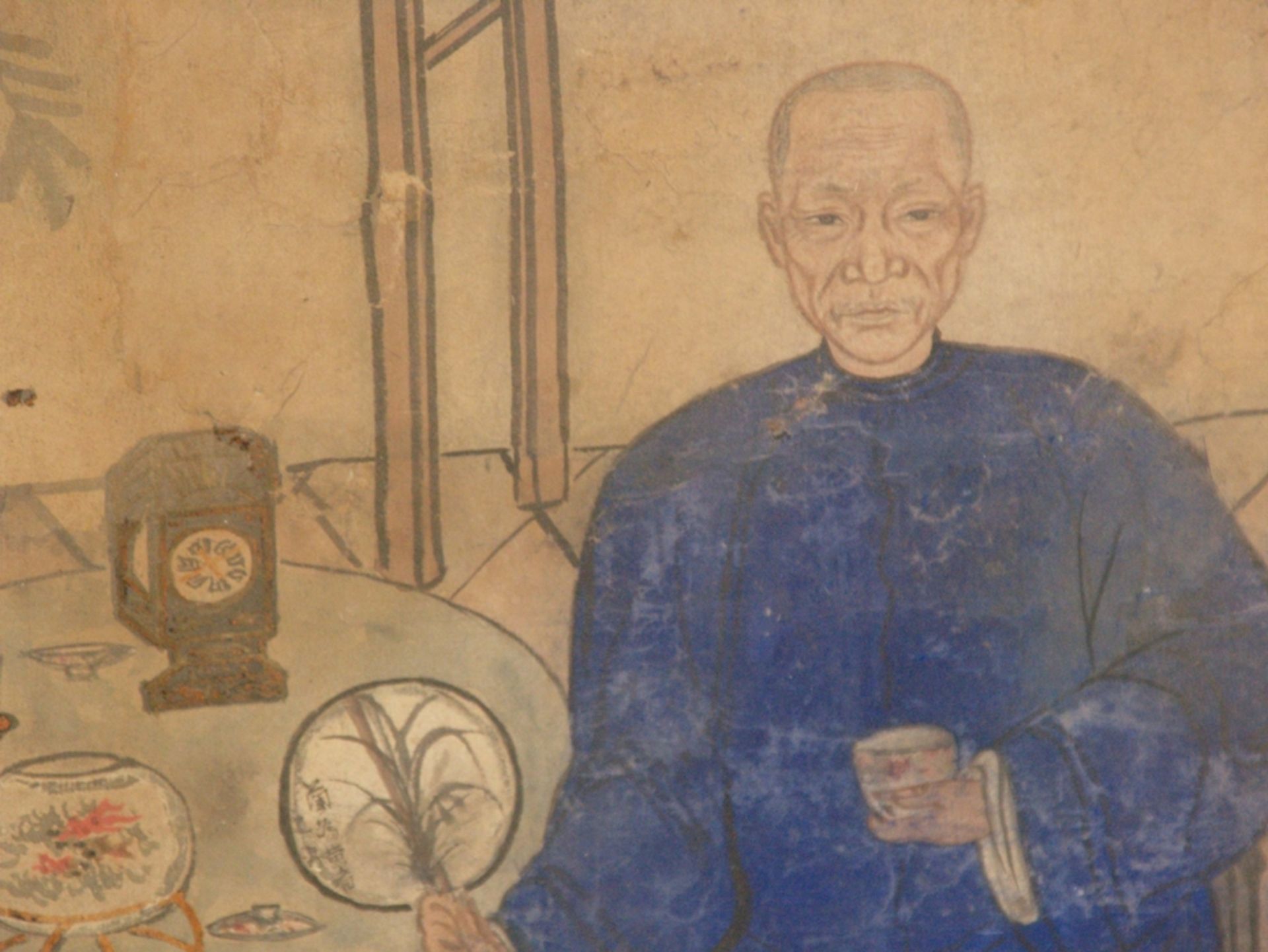 Ahnenbild - Vorfahren einer chinesischen Familie, jeweils zwei (am Tisch) sitzende Ahnenpaare mit i - Bild 4 aus 9