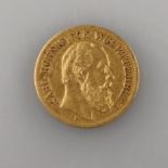 Goldmünze 10 Mark 1873- Deutsches Kaiserreich, Karl Koenig von Wuertemberg, 900/000 Gold, Prägemark