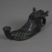 Kleine Öllampe in Fußgestalt - Bronzereplik nach einem römischen Ausgrabungsstück, Gefäß in Form ei