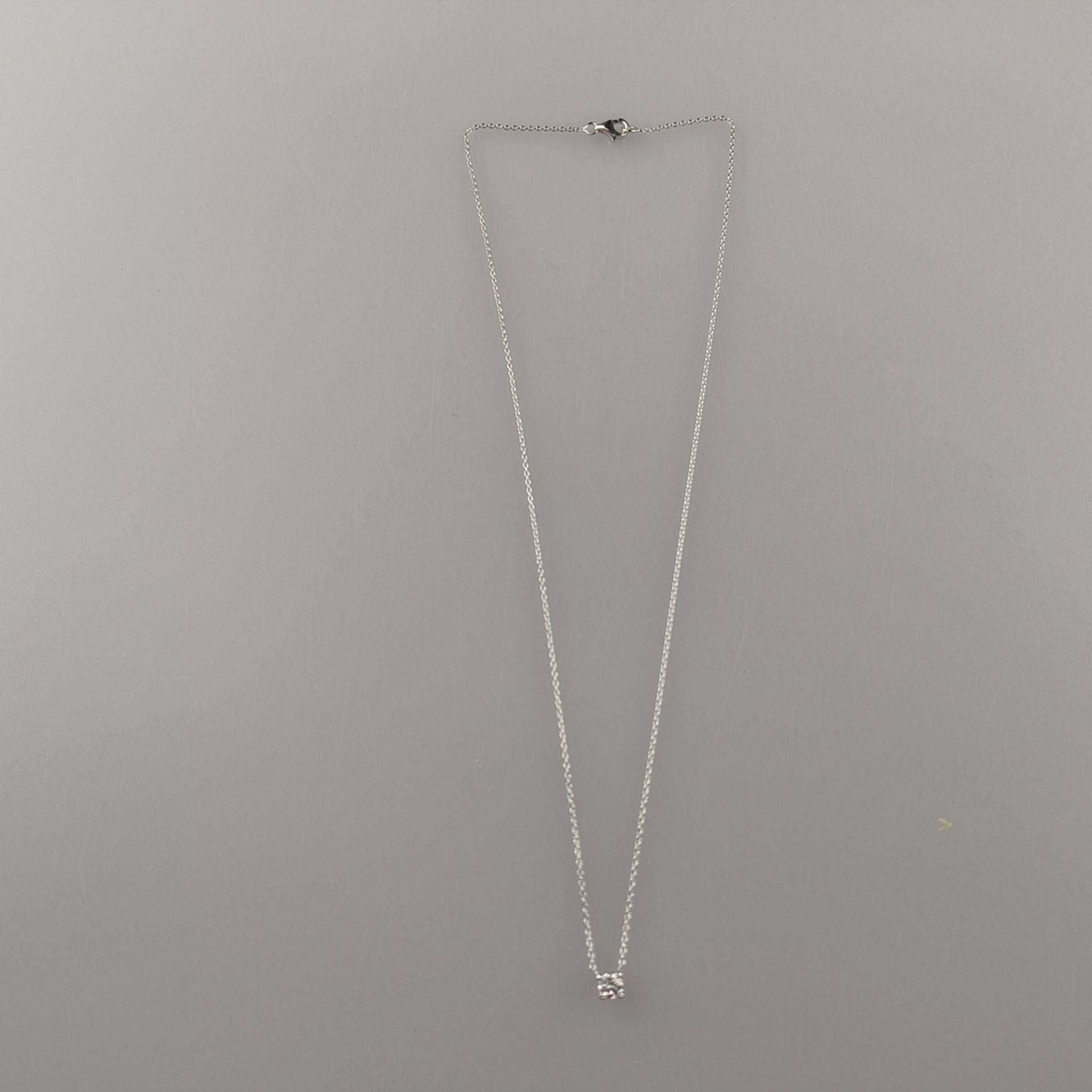 Diamantanhänger an zarter Kette - Weißgold 750/000, gestempelt, als Anhänger 1 Diamant im Brillants - Bild 4 aus 5