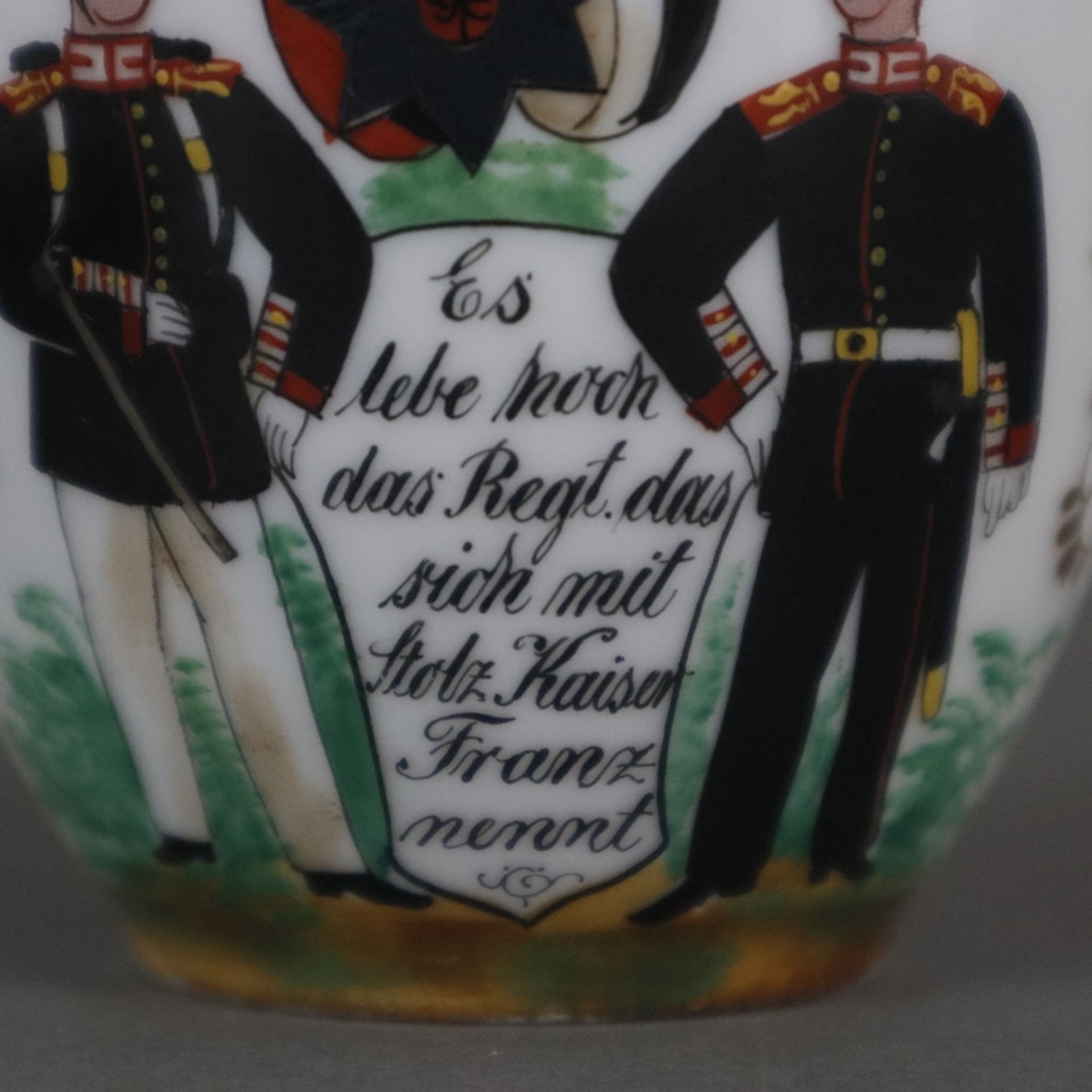 Reservisten-Andenktasse mit Untertasse "Wohl bekomms liebe Mutter"- deutsch um 1900, Porzellan, pol - Image 7 of 10