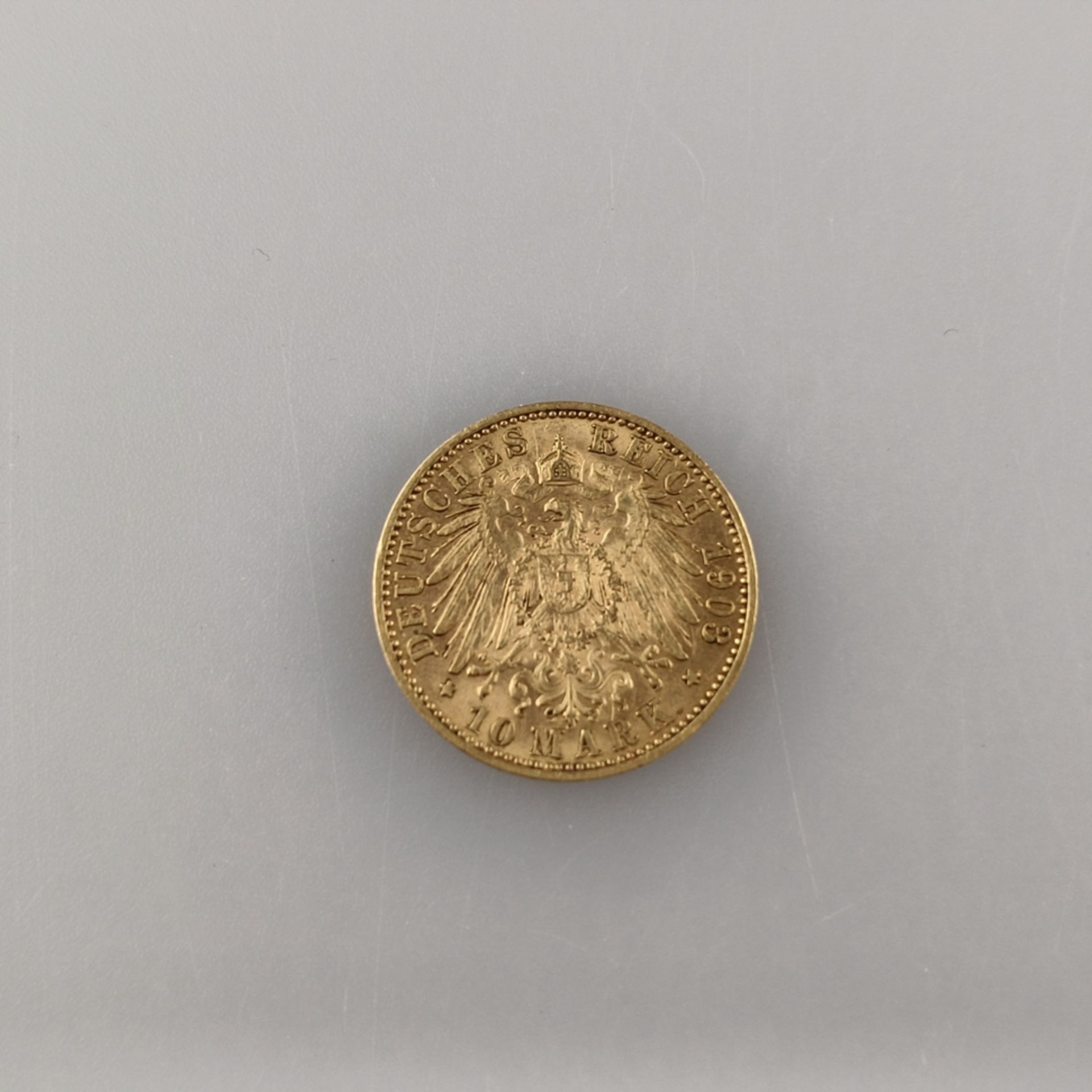 Goldmünze 10 Mark 1903 - Deutsches Kaiserreich, Wilhelm II Deutscher Kaiser König v. Preußen, 900/0 - Bild 2 aus 2