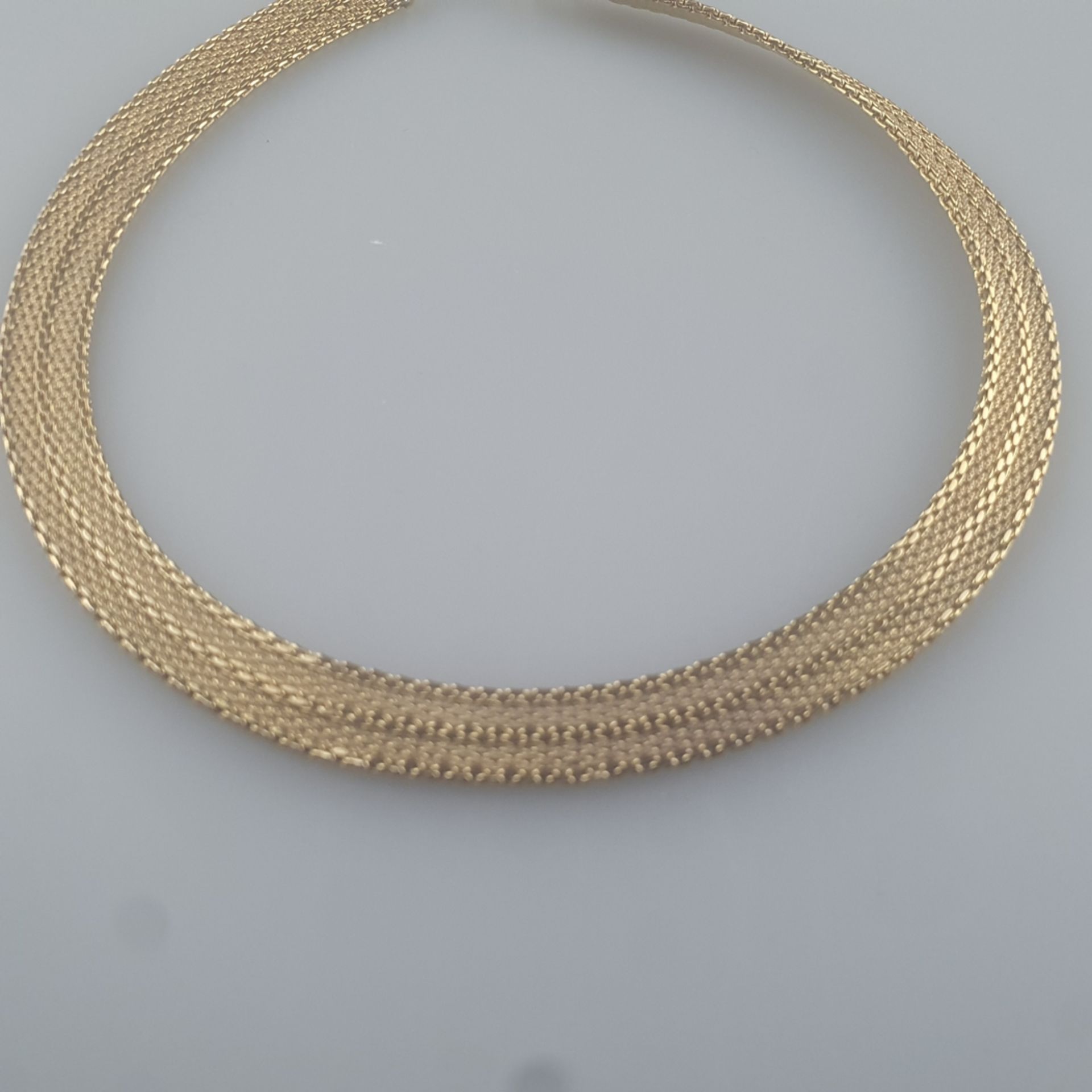 Vintage-Collier - Henkel & Grosse (Pforzheim), vergoldetes Metall, flexibles Flechtband mit Karabin - Bild 4 aus 5