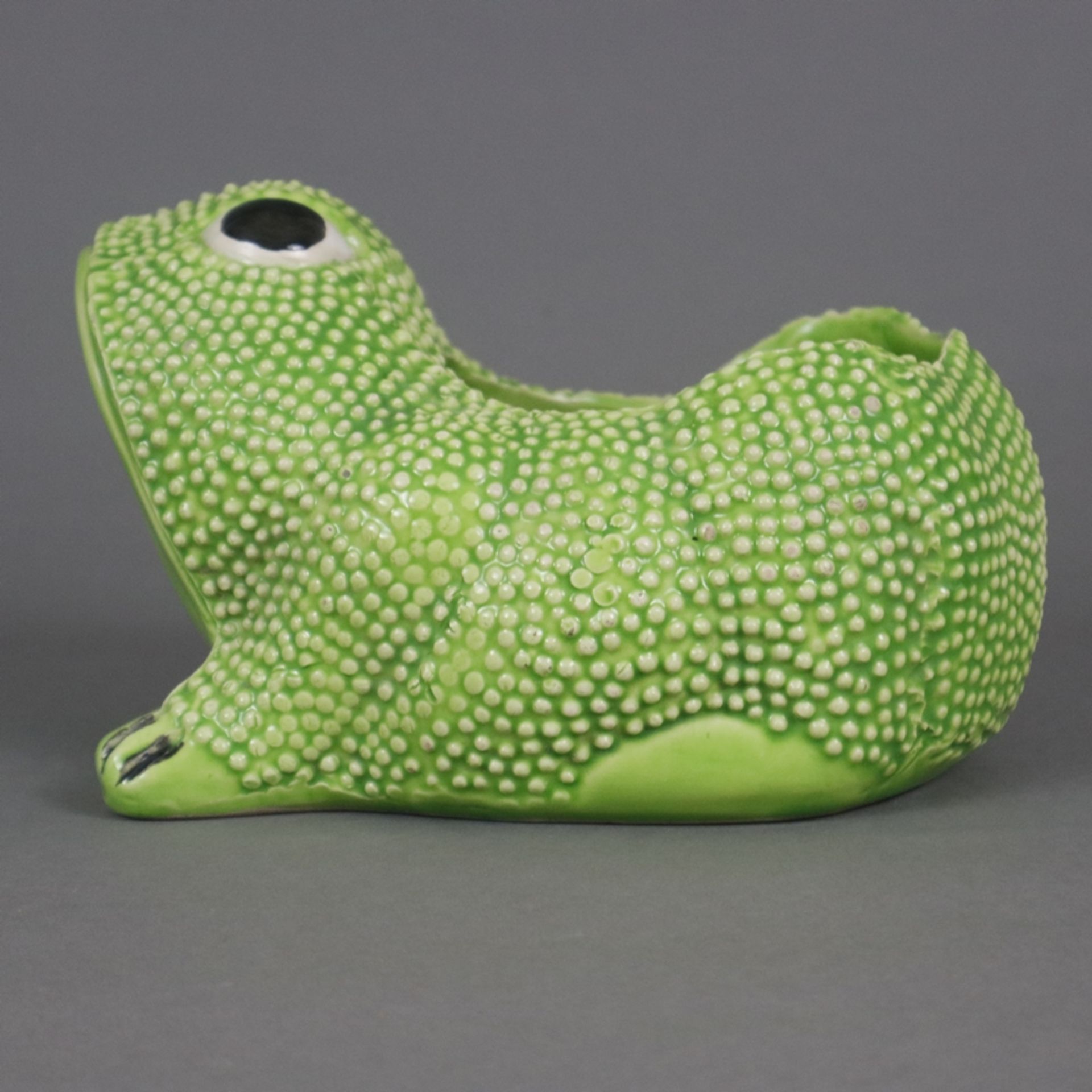 Roger, Jean (XX/XXI, französischer Keramikkünstler) - Übertopf in Froschform, Keramik, grün und sch - Bild 3 aus 7