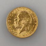 Goldmünze Sovereign 1931 - Großbritannien, George V., Revers: Hl. Georg als Drachentöter, gestempel