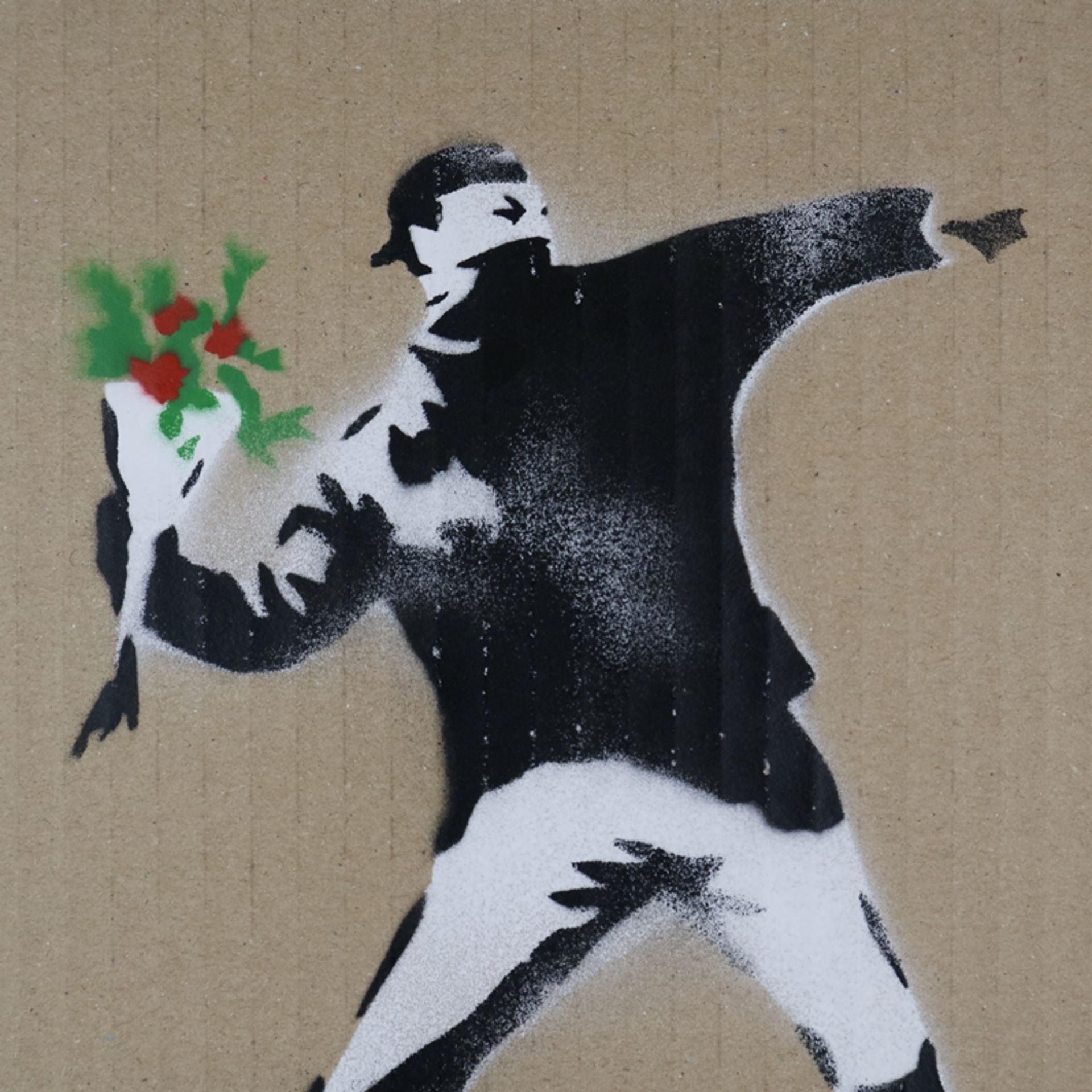 Banksy - "Blumenwerfer", 2015, Souvenir aus der Ausstellung "Dismaland" in Weston-super-Mare in Som - Bild 2 aus 6