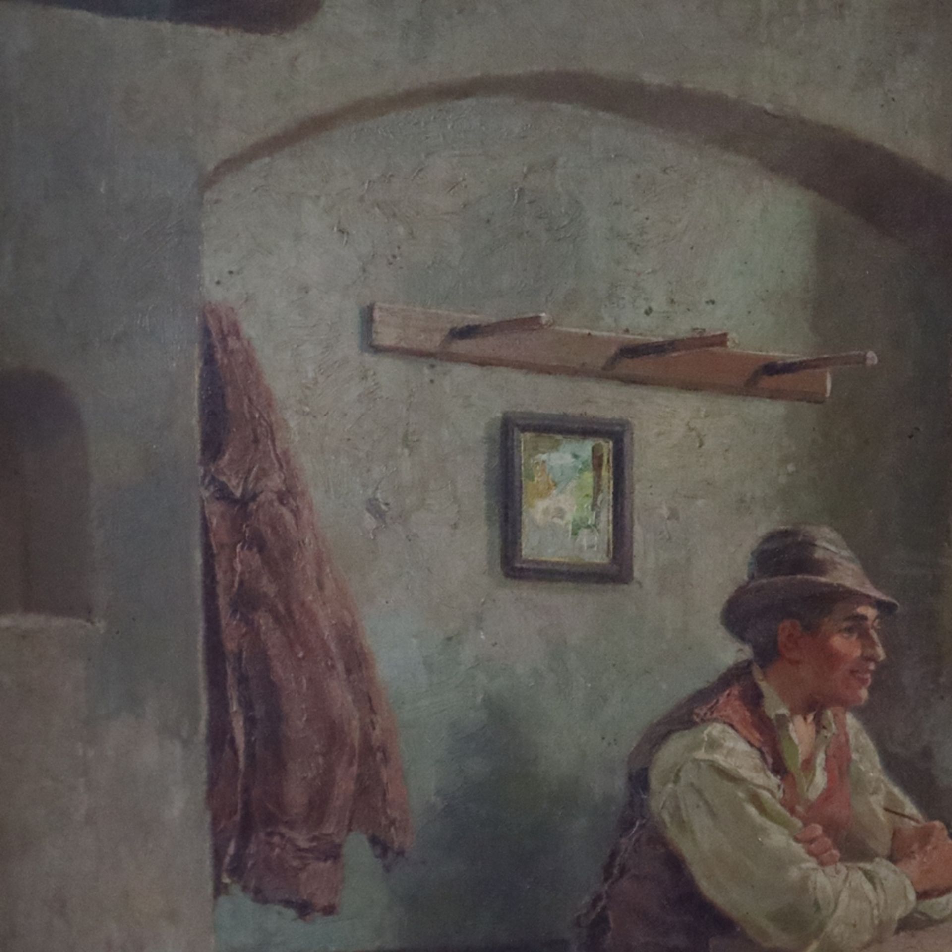 Höger, Rudolf Alfred (1877 Prostejov - 1930 Wien) - In der Weinstube, Öl auf Leinwand, unten links  - Bild 8 aus 10