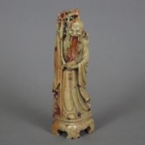 Steinfigurine des Unsterblichen Shoulao - China, ausgehende Qing-Dynastie, der "Gott des langen Leb