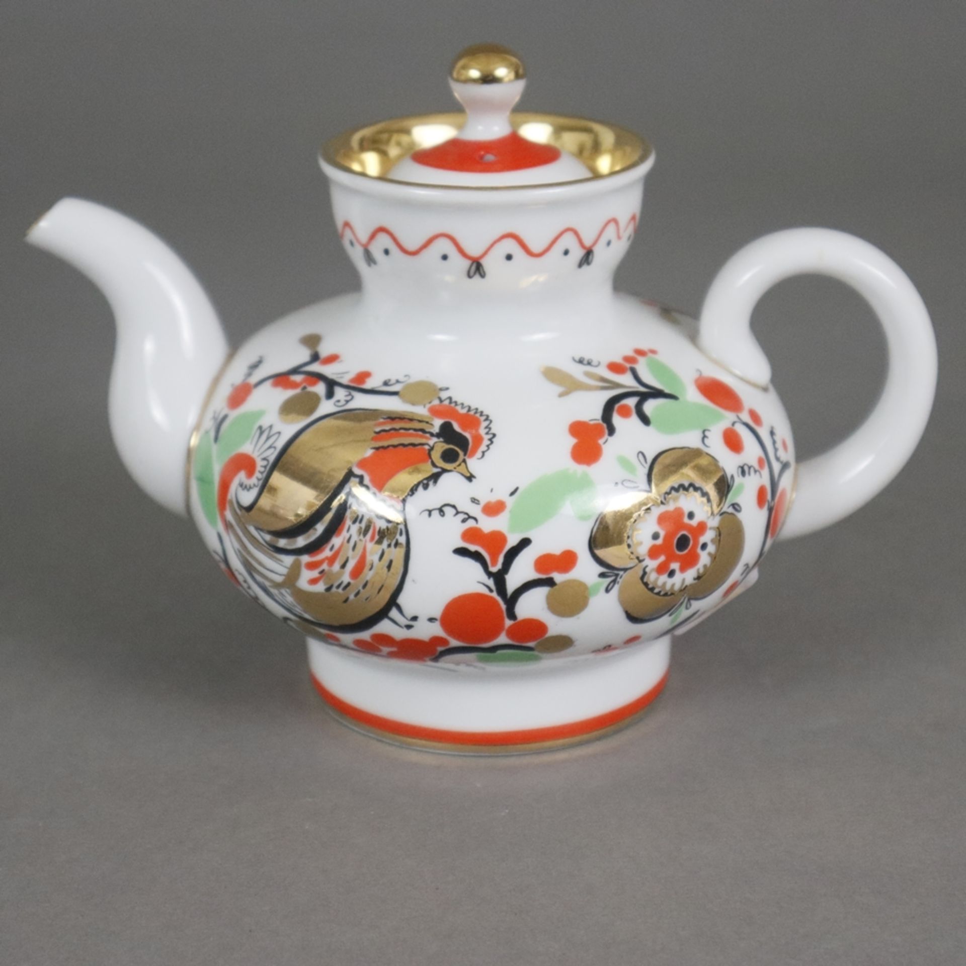 Russische Teekanne und zwei Empire-Tassen - Porzellan, 1x kleine Teekanne, Lomonosov, St. Petersbur - Image 6 of 10