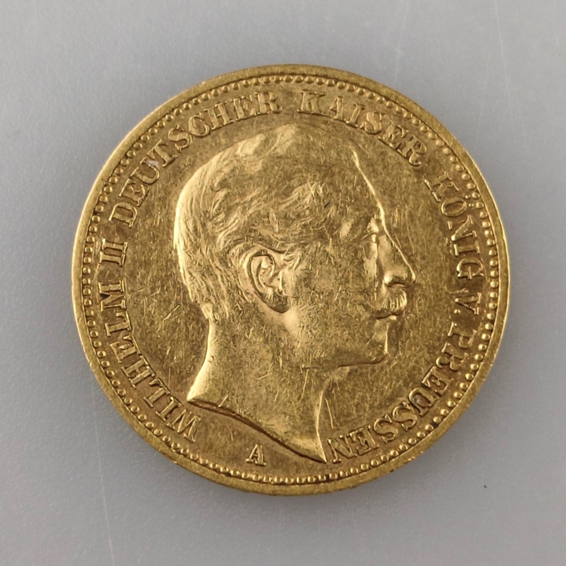 Goldmünze 20 Mark 1889 - Deutsches Kaiserreich, Wilhelm II Deutscher Kaiser König v. Preußen, 900/0