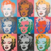 Warhol, Andy (1928 Pittsburgh - 1987 New York, nach) - "Marilyn", 9 Granolithographien in verschied
