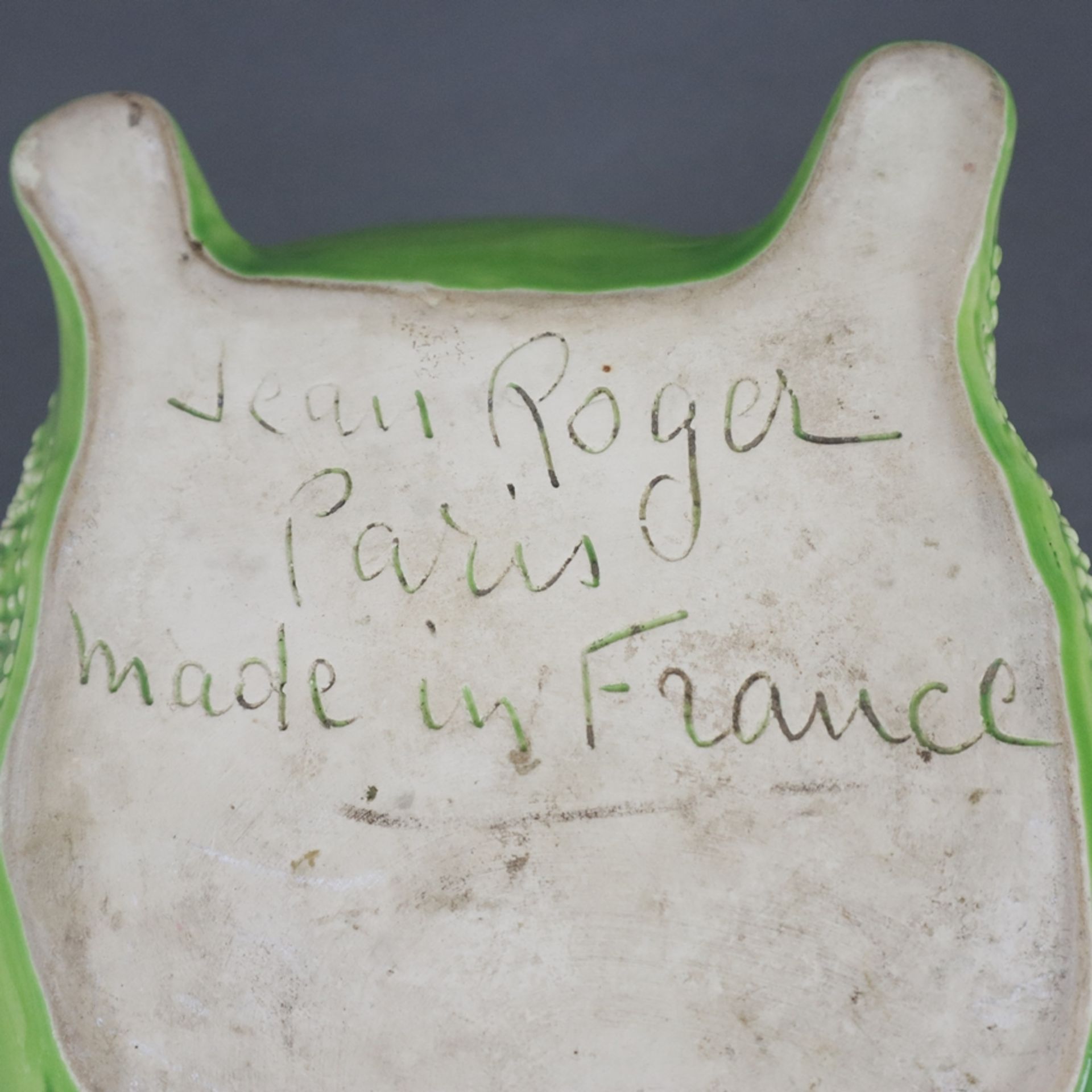 Roger, Jean (XX/XXI, französischer Keramikkünstler) - Übertopf in Froschform, Keramik, grün und sch - Bild 7 aus 7