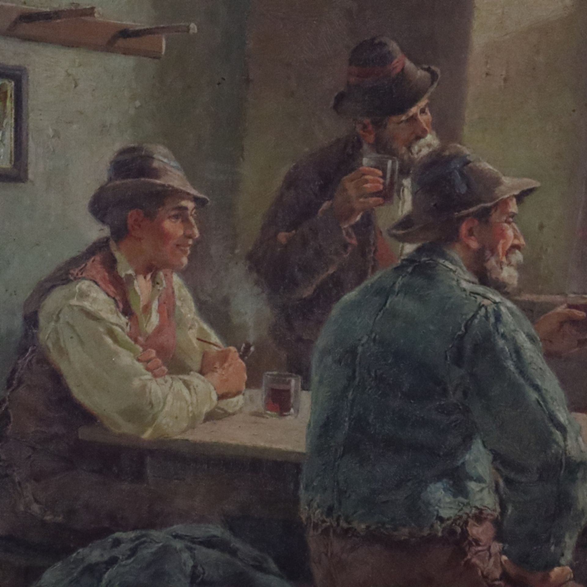 Höger, Rudolf Alfred (1877 Prostejov - 1930 Wien) - In der Weinstube, Öl auf Leinwand, unten links  - Bild 6 aus 10