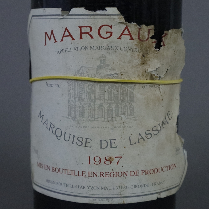 Weinkonvolut - 3 Flaschen 1987 Margaux, Marquise de Lassime, France, 75 cl, Füllstand: Top Shoulder - Image 6 of 8