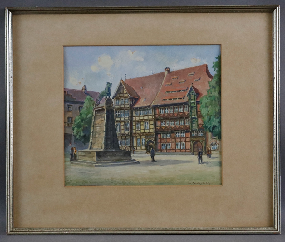 Unbekannte/r Künstler/in - Alt-Braunschweig: Burg mit Handwerkskammer, Aquarell/Gouache auf chamois - Image 2 of 9