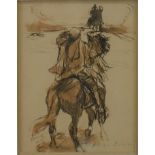Dill, Otto (1884 Neustadt - 1957 Bad Dürkheim) - Zwei Reiter in der Wüste, lavierte Tuschezeichnung
