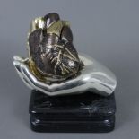 Klotz, Prof. (Dr. med.) Theodor - "Heart in Doctor's Hand“, Bronze, mehrteilig, zum Teil versilbert