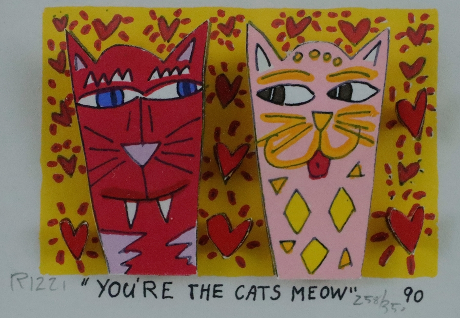 Rizzi, James (1950-New York-2011) -"You're the Cats Meow", 1990, 3-D-Farblithographie, unten in Ble