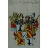 Wappen des Bischofs zu Basel - handkolorierter Kupferstich um 1750, es handelt sich um das Wappen d