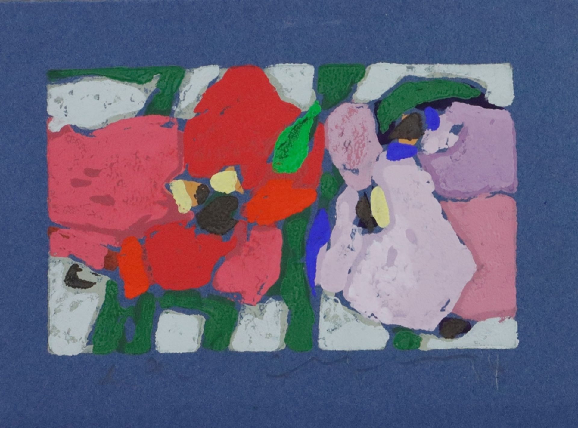 Fußmann, Klaus (*1938 Velbert) - "Rosen rot/mauve", 2014, Farblinolschnitt, unten rechts signiert u