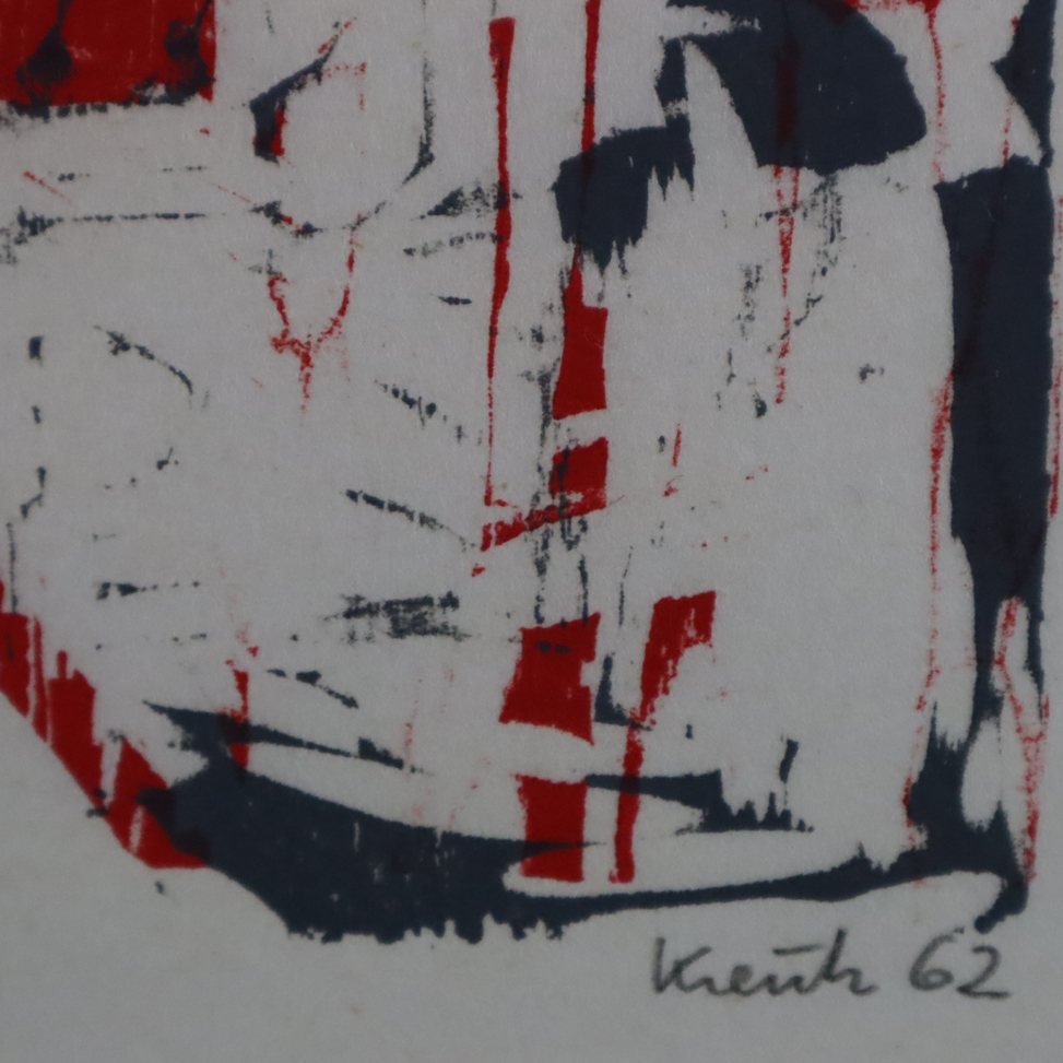 Kreutz, Heinz (1923-2016) - "rot-grau", 1962, Farbholzschnitt auf Japanpapier, unten rechts in Blei - Image 5 of 5