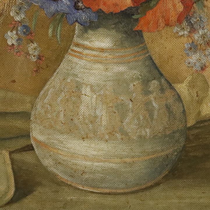 Piva, Franz - 1. H. 20. Jh.- Feldblumen in Vase, rechts unten signiert, Tondo: 70 x 70,5 cm, verso - Image 5 of 9