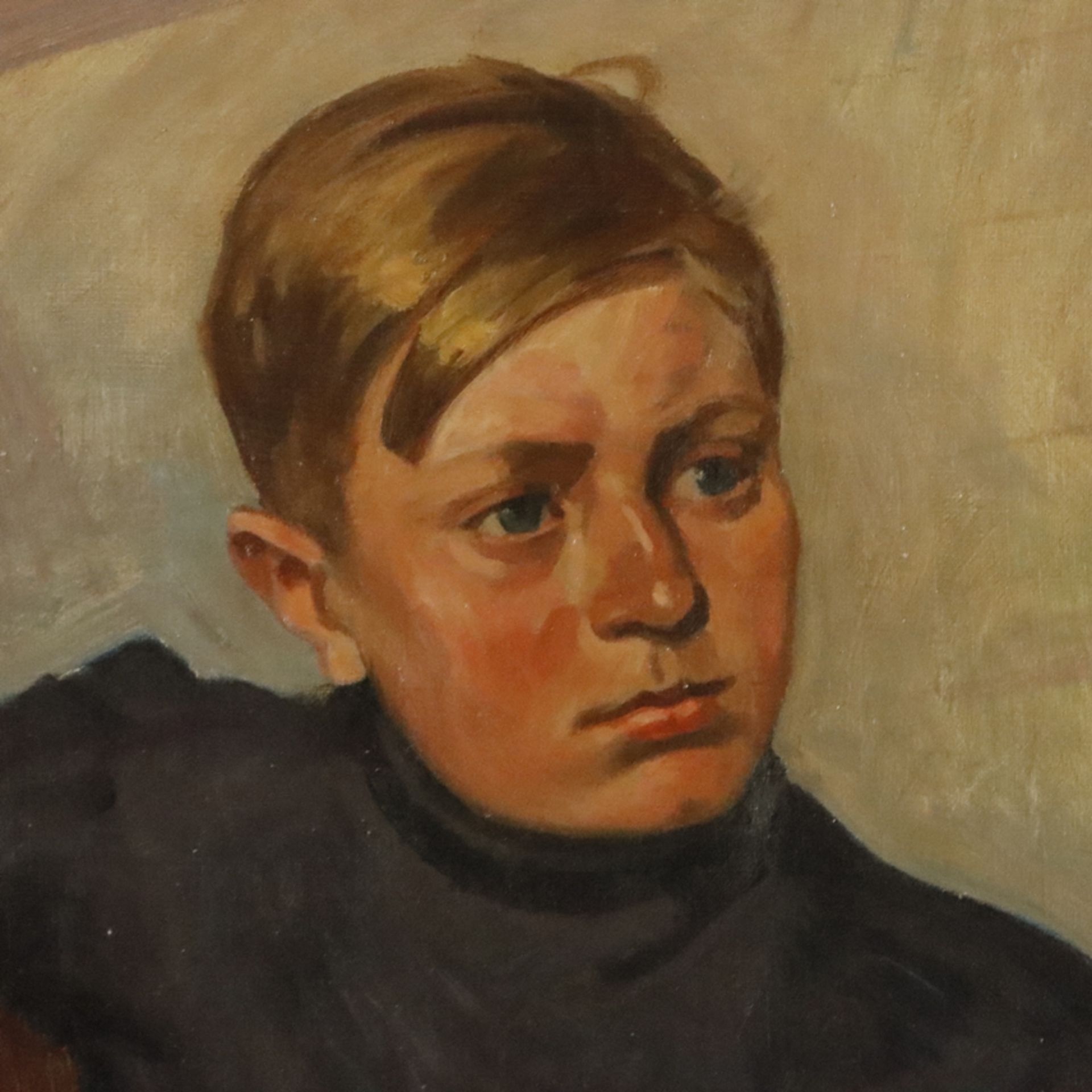 Monogrammist "AR" (tätig 1. Hälfte 20. Jh.) - Jungenportrait, 1926, Öl auf Leinwand, unten links mo - Image 3 of 12