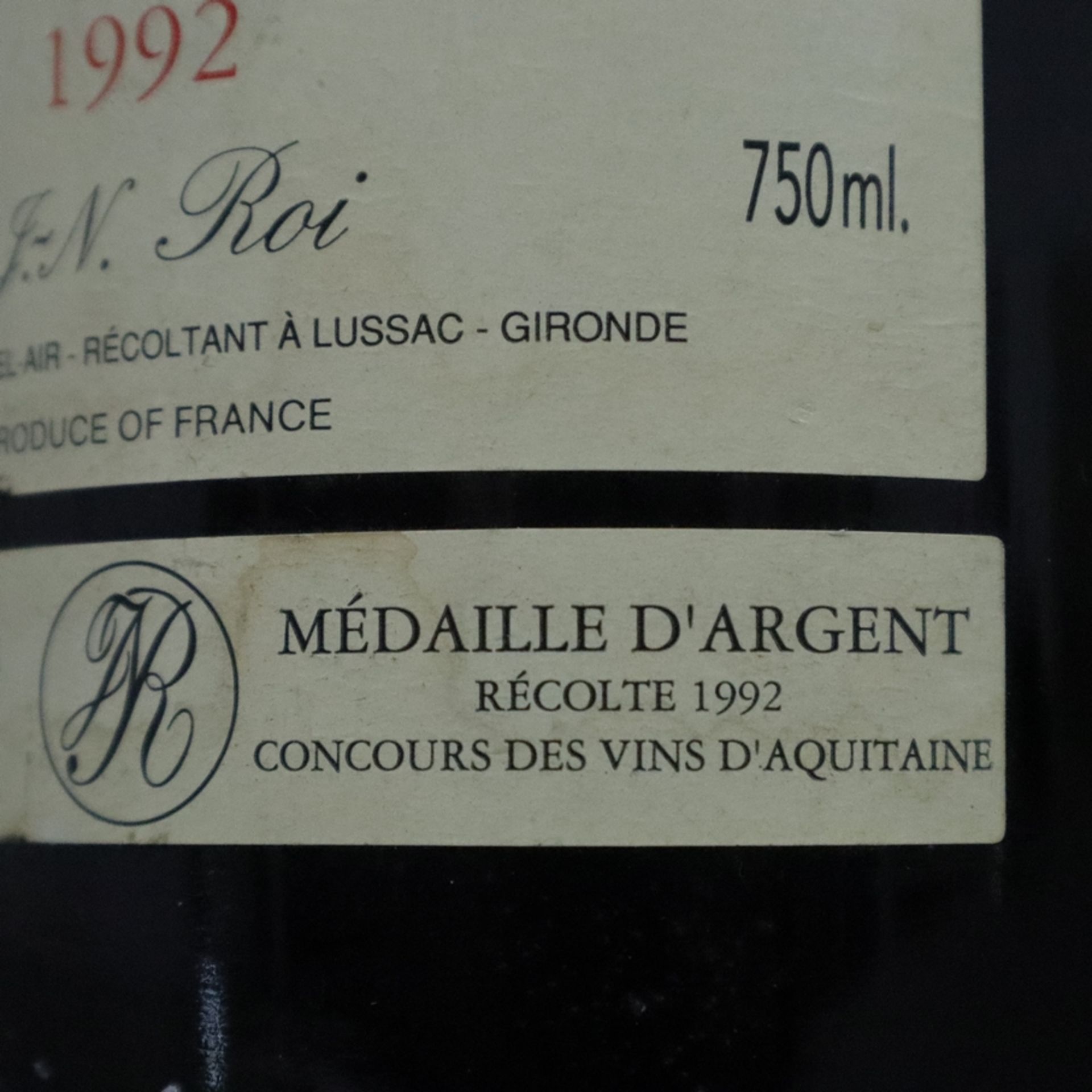 Weinkonvolut - 2 Flaschen, 1 x 1992 Château Bel Air Lussac-St Emilion 1 x Château La Tour Carnet Ha - Bild 6 aus 7