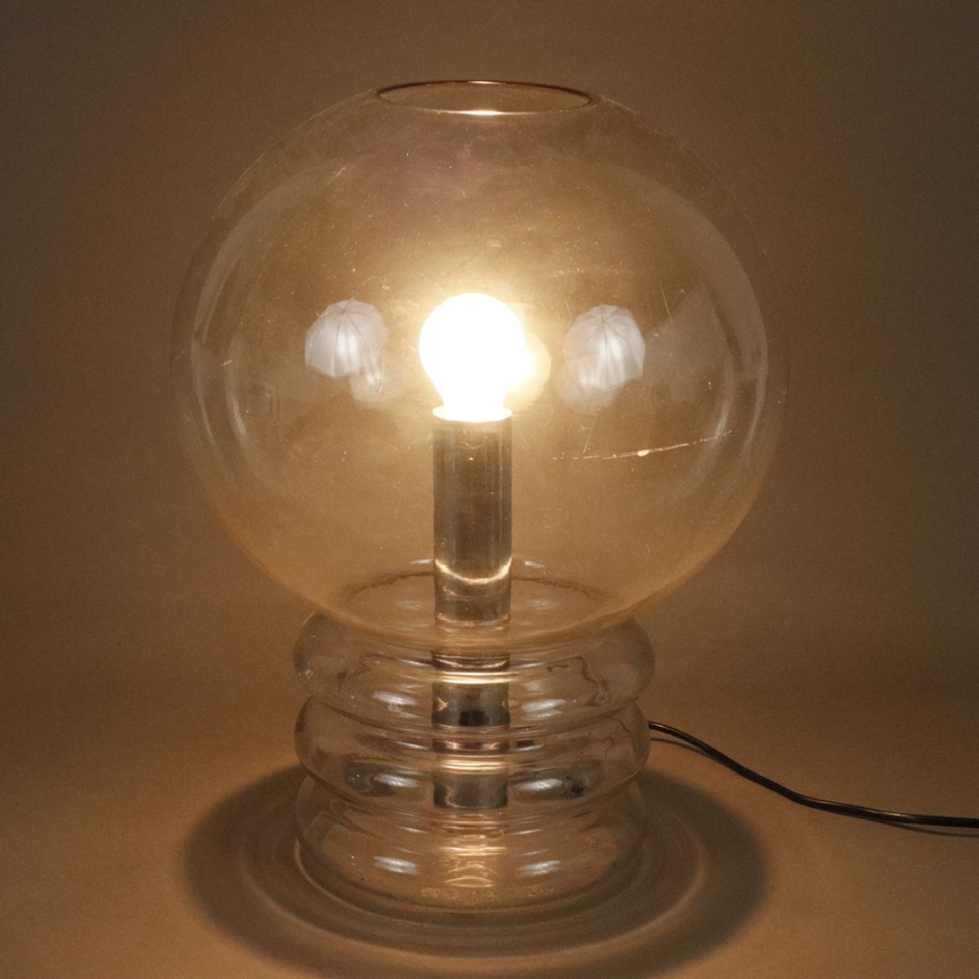 Große Space Age-Tischlampe "Moon Bulb" - Glashütte Limburg, um 1970/80, mundgeblasenes, leicht getö - Bild 5 aus 6