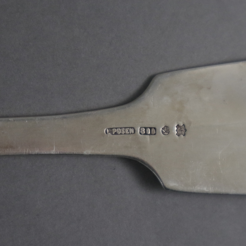 Schöpfkelle - 800er Silber, Spatengriff mit Monogrammgravur "EE", gestempelt: L.Posen, 800, weitere - Image 4 of 4