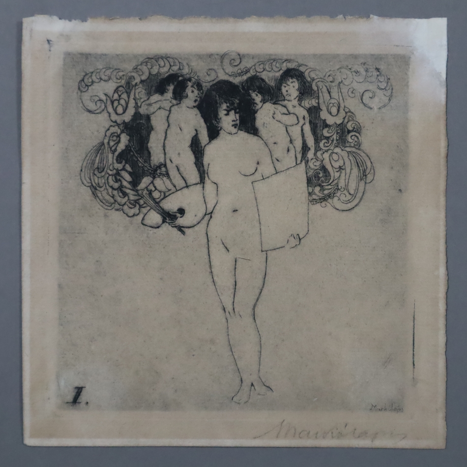 Konvolut Grafik um 1900/1920 - 7-teilig, unterschiedliche Künstler und Techniken, dabei 2x Lovis Co - Image 8 of 8