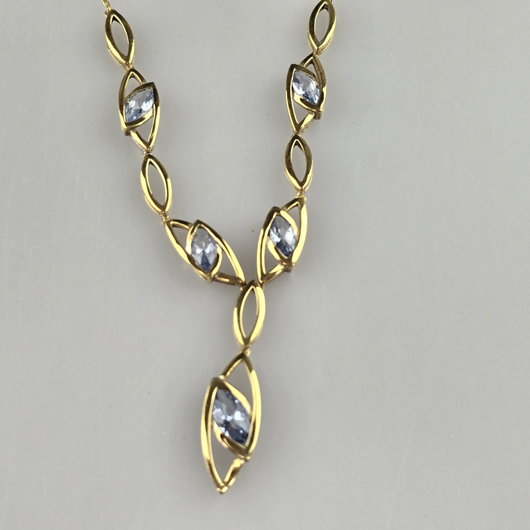 Aquamarin-Collier - Silber, vergoldet, "925" gestempelt, Mittelteil besetzt mit fünf Aquamarinen im - Image 3 of 5