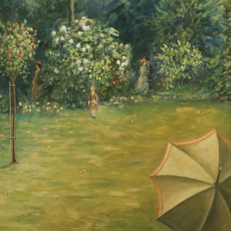 Raimond, D. -spätes 20.Jh.- Frühlingsidylle im Park, Öl auf Hartfaser, ca. 70 x 60 cm, links unten - Image 3 of 10