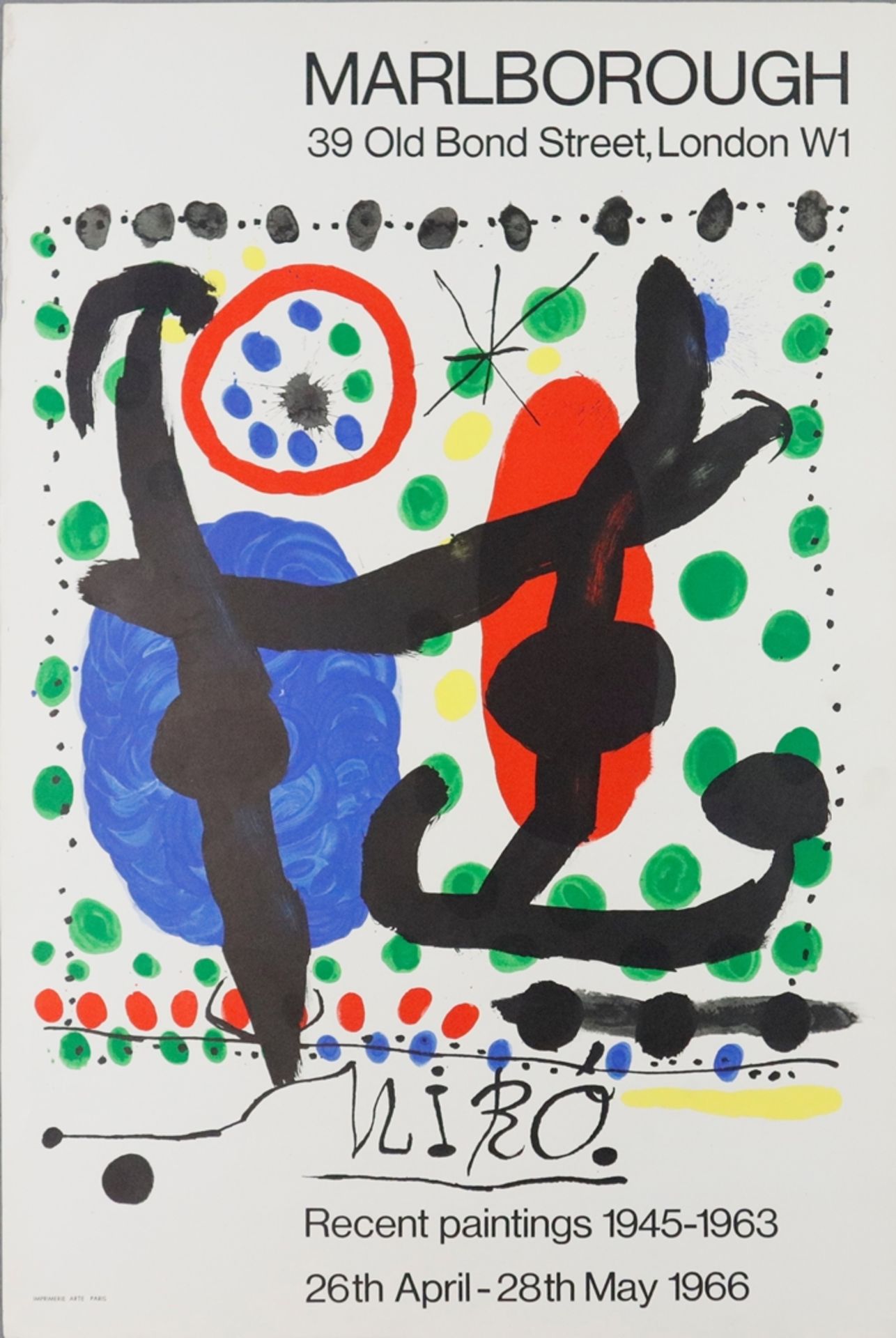 Miró, Joan (1893-1983) - Ausstellungsplakat, Marlborough, London, „MIRÓ-Recent paintings 1945-1963,